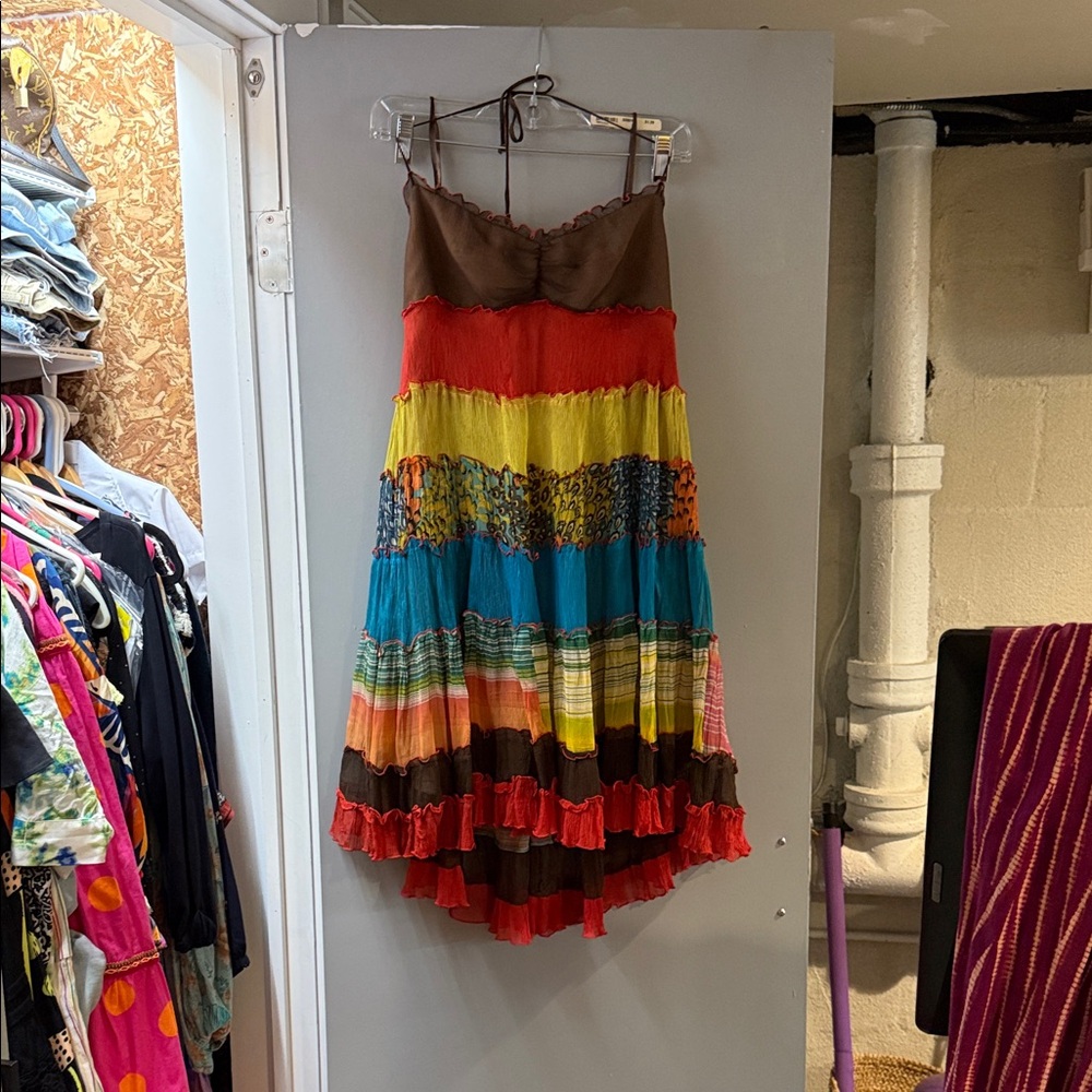 BCBG Max Azaria Colorful Tiered Maxi Dress